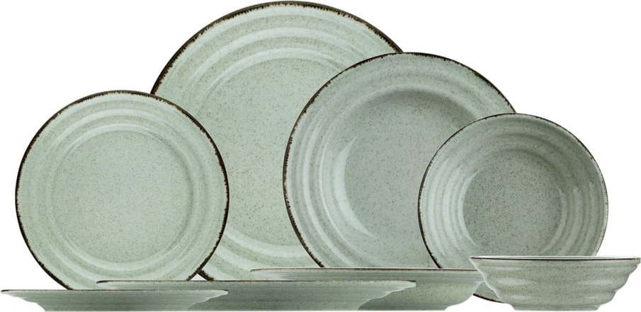 24dílná sada zeleného porcelánového nádobí Kütahya Porselen Basis Kütahya Porselen