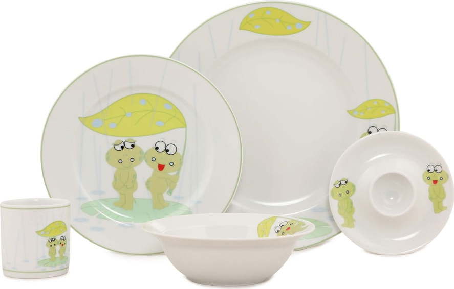 5dílný dětský porcelánový jídelní set Kütahya Porselen Frogs Kütahya Porselen