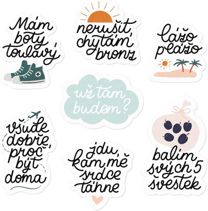 Arch 7 vinylových samolepek s motivem Cestovní citáty CZ Printintin Printintin