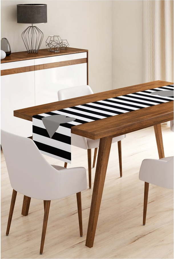 Běhoun na stůl z mikrovlákna Minimalist Cushion Covers Stripes with Grey Heart