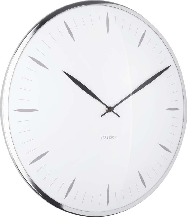 Bílé skleněné nástěnné hodiny Karlsson Leaf