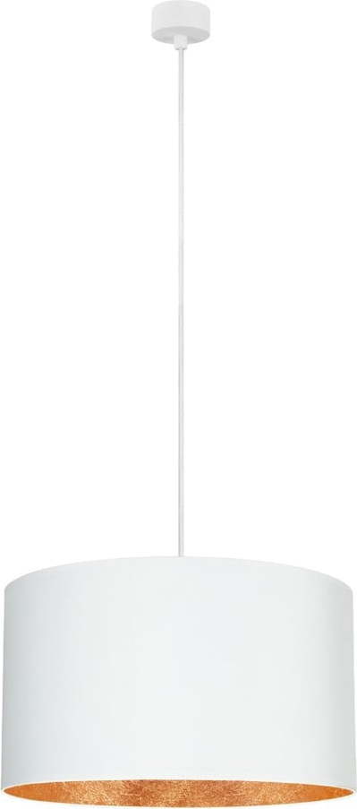 Bílé závěsné svítidlo s detailem v měděné barvě Sotto Luce Mika XL