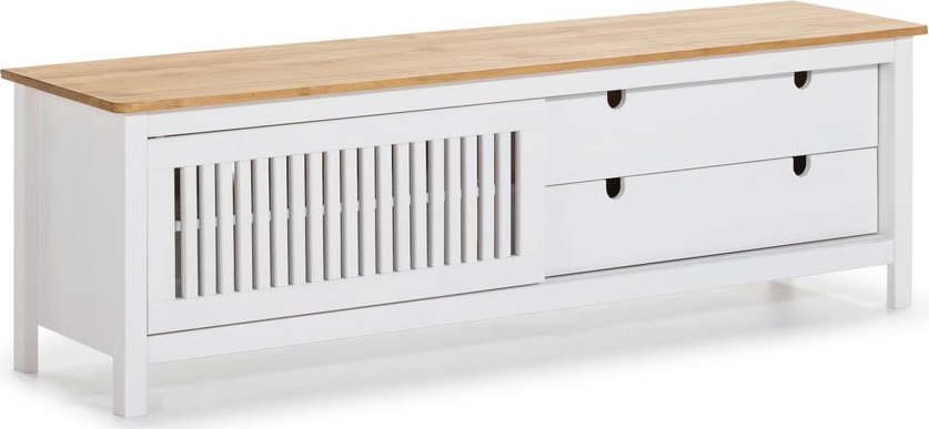 Bílý dřevěný TV stolek Marceric Bruna Marckeric