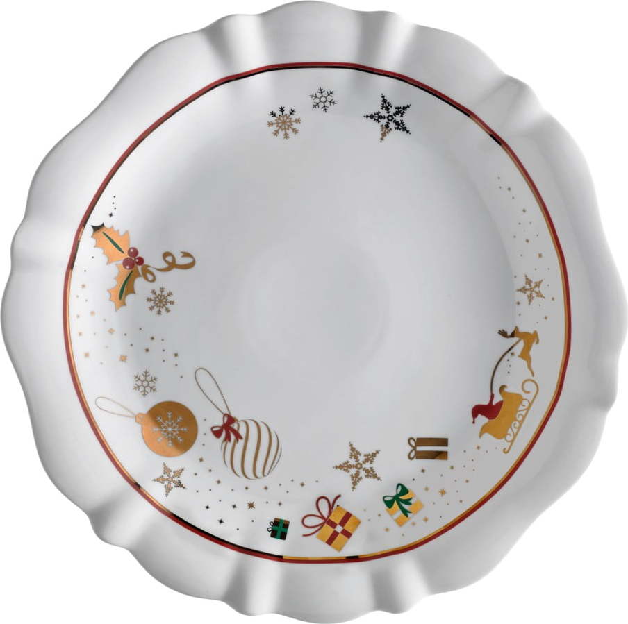 Bílý porcelánový talíř s vánočním motivem Brandani Alleluia