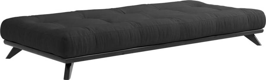 Černá jednolůžková postel z masivního borovicového dřeva s matrací Karup Design Senza Double