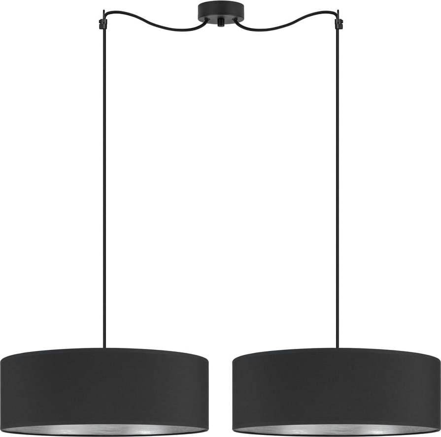 Černé dvouramenné závěsné svítidlo s detailem ve stříbrné barvě Bulb Attack Tres XL