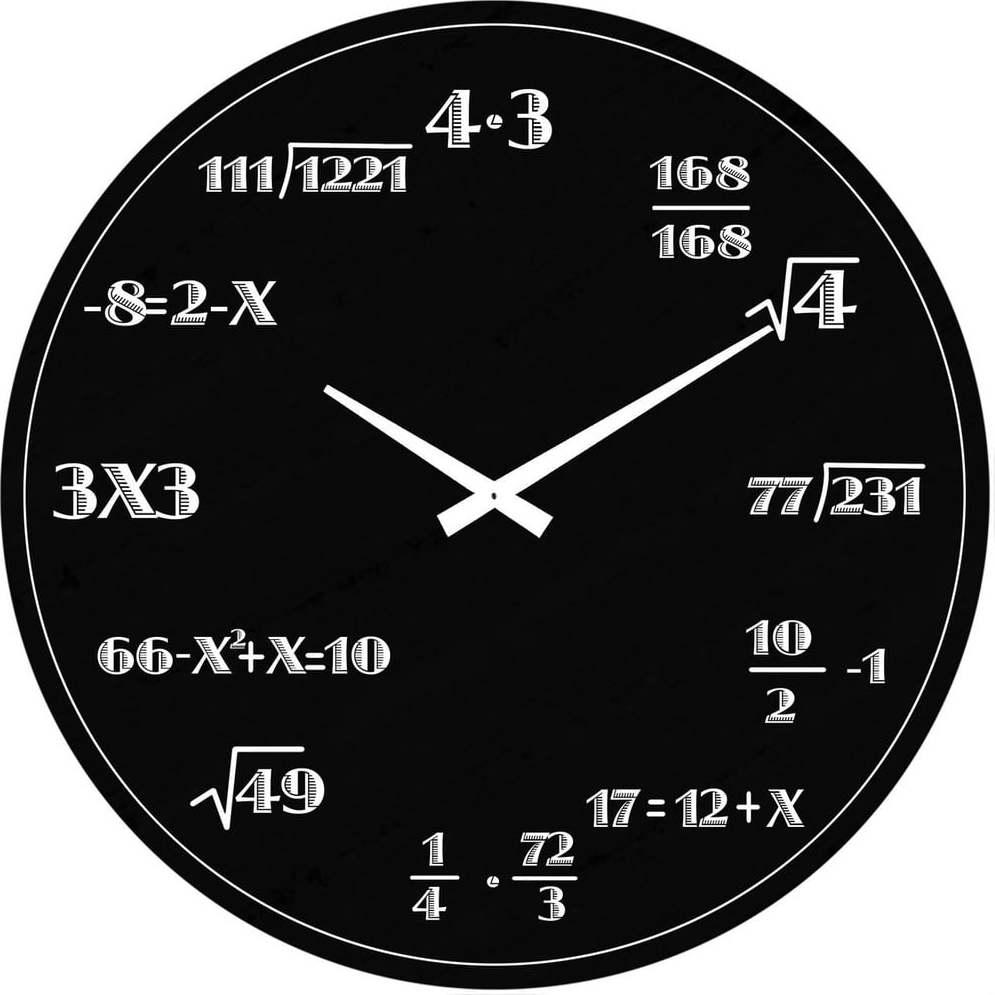 Černé skleněné nástěnné hodiny Postershop Mathematics