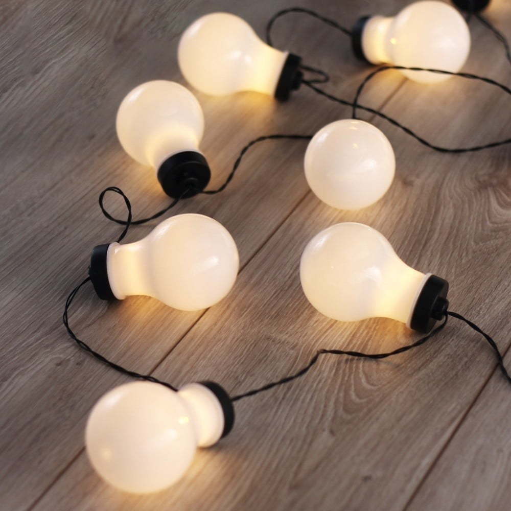 Černý LED světelný řetěz ve tvaru žárovek DecoKing Bulb