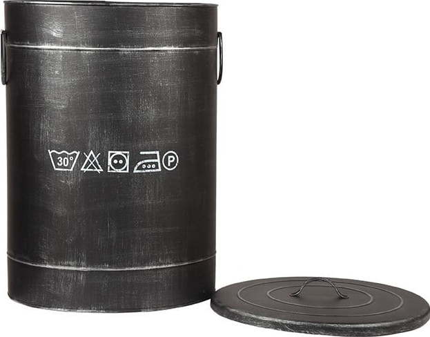 Černý kovový koš na špinavé prádlo LABEL51
