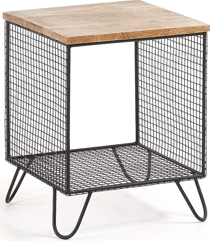 Černý odkládací stolek s deskou z mangového dřeva La Forma Interni La Forma