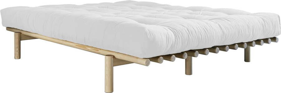 Dvoulůžková postel z borovicového dřeva s matrací Karup Design Pace Comfort Mat Natural Clear/Natural