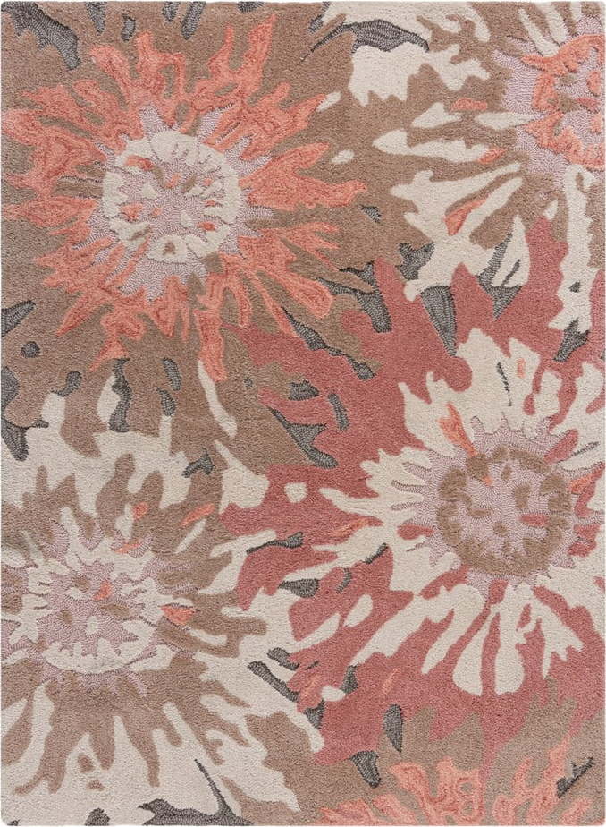 Hnědo-růžový koberec Flair Rugs Soft Floral