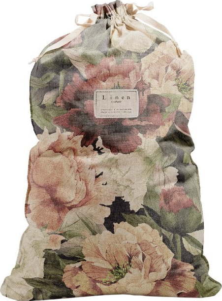 Látkový vak na prádlo s příměsí lnu Linen Couture Bag Spring Flowers