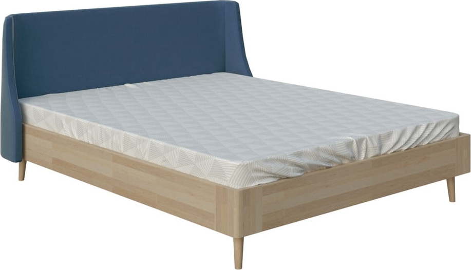 Modrá dvoulůžková postel ProSpánek Lagom Side Wood
