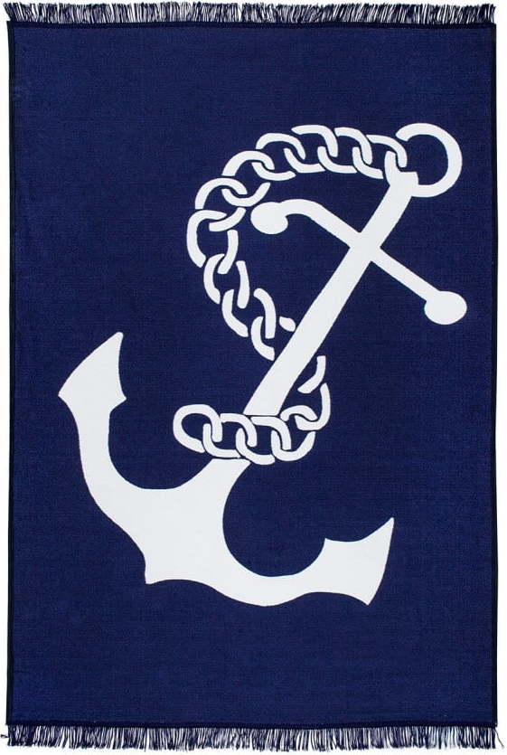 Modro-bílý oboustranný koberec Anchor