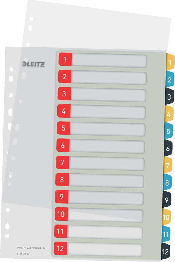 Numerický rejstřík s 12 štítky Leitz