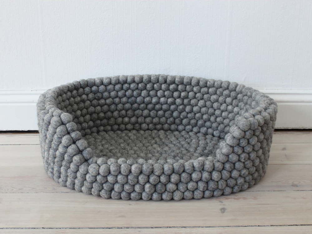 Ocelově šedý kuličkový vlněný pelíšek pro domácí zvířata Wooldot Ball Pet Basket