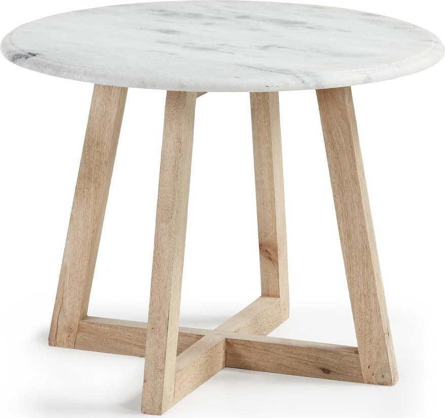 Odkládací stolek z mangového dřeva a mramoru La Forma Hella La Forma