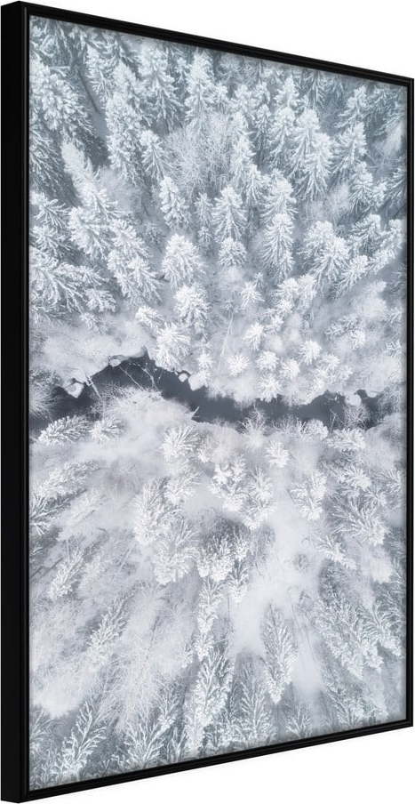 Plakát v rámu Artgeist Winter Forest From a Bird's Eye View
