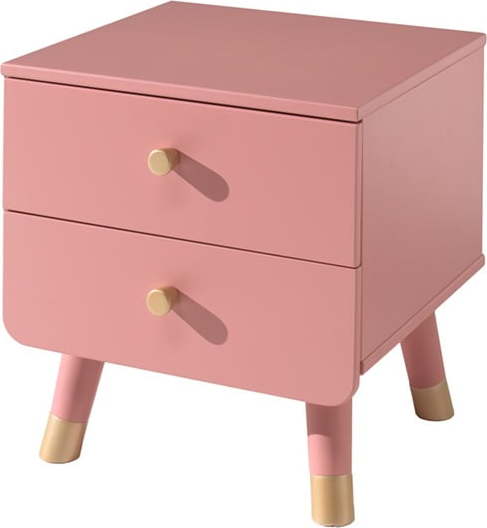 Růžový dětský noční stolek z borovicového dřeva Vipack Billy Vipack