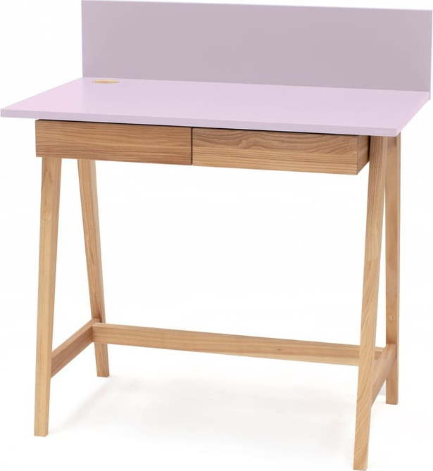 Růžový psací stůl s podnožím z jasanového dřeva Ragaba Luka