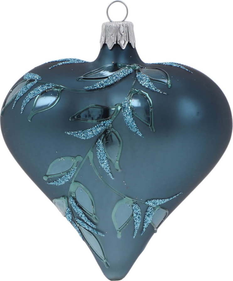 Sada 3 modrých skleněných vánočních ozdob Ego Dekor Heart Ego Dekor