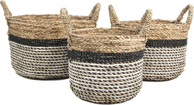 Sada 3 úložných košíků HSM collection Raffia Natural Gris HSM collection