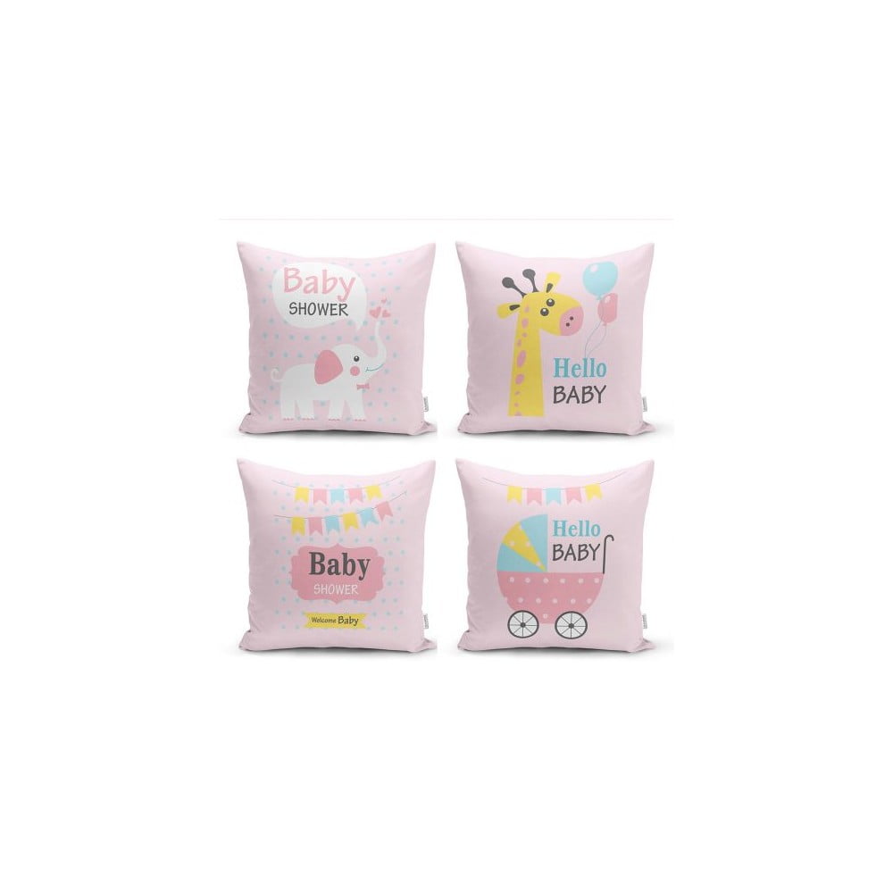 Sada 4 dekorativních povlaků na polštáře Minimalist Cushion Covers Baby Girl