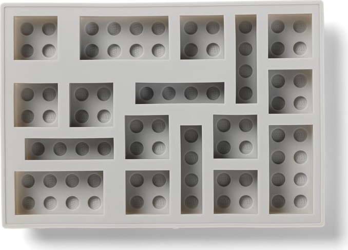 Šedá silikonová forma na led ve tvaru dílků LEGO® LEGO