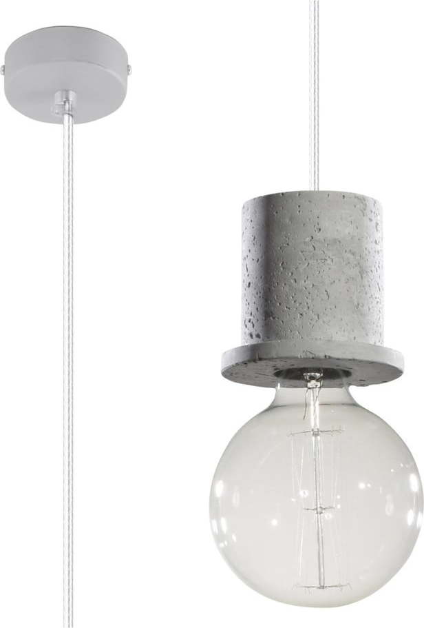 Šedé závěsné svítidlo s betonovou objímkou Nice Lamps Bresso Nice Lamps
