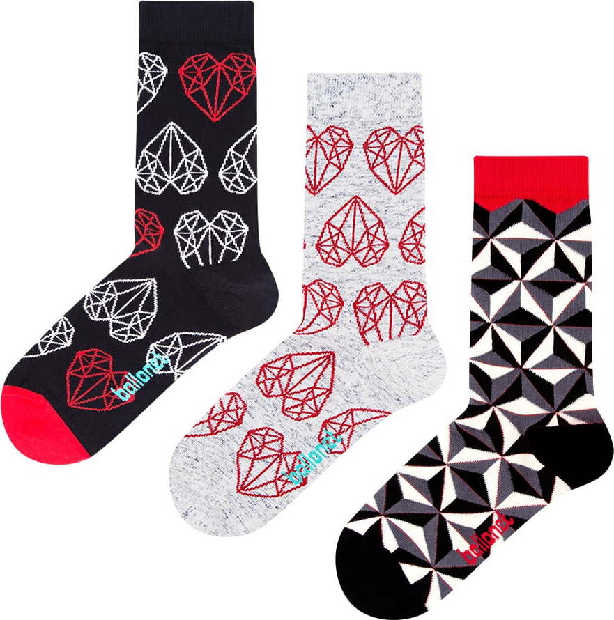 Set 3 párů ponožek Ballonet Socks Black & White v dárkovém balení