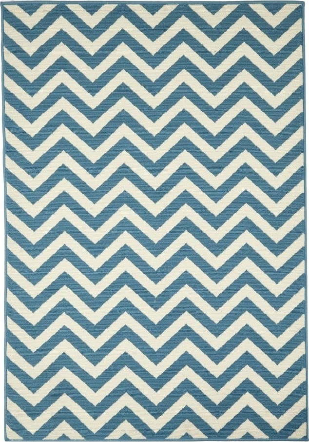 Světle modrý venkovní koberec Floorita Waves