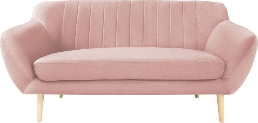 Světle růžová sametová pohovka Mazzini Sofas Sardaigne