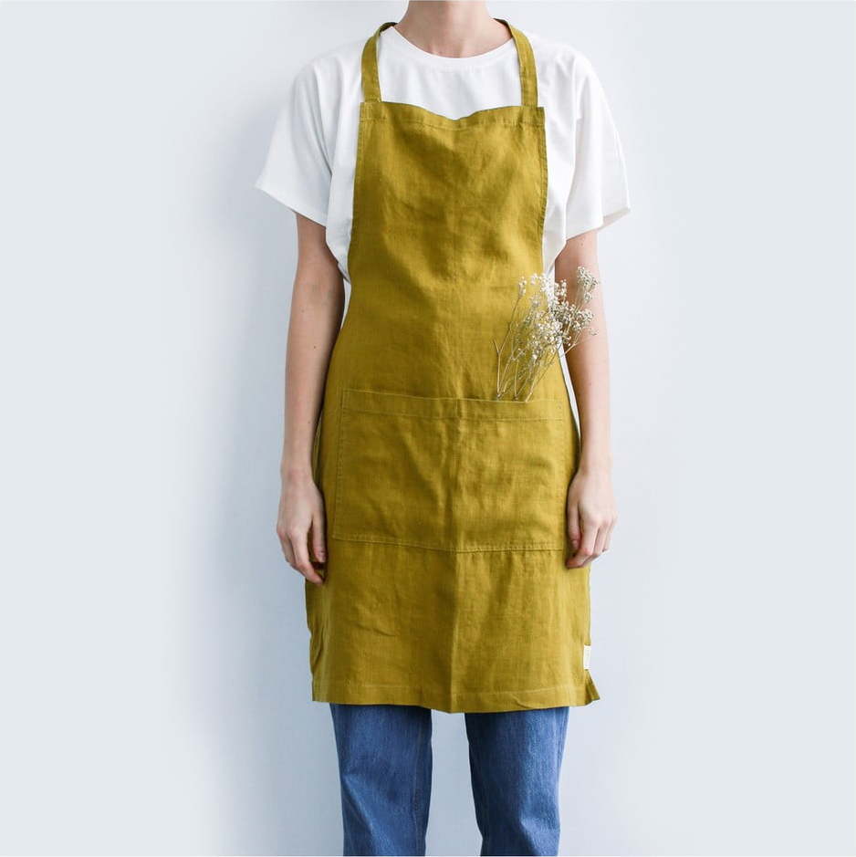 Zelená lněná zástěra Linen Tales Daily Apron