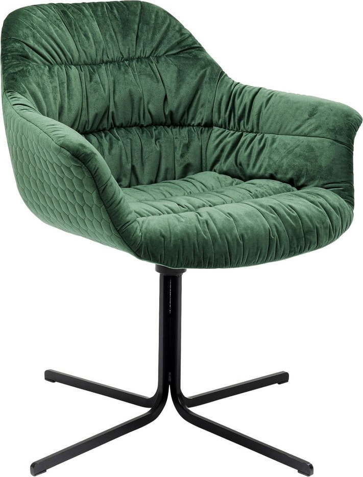Zelená židle se sametovým čalouněním Kare Design Swivel Kare Design
