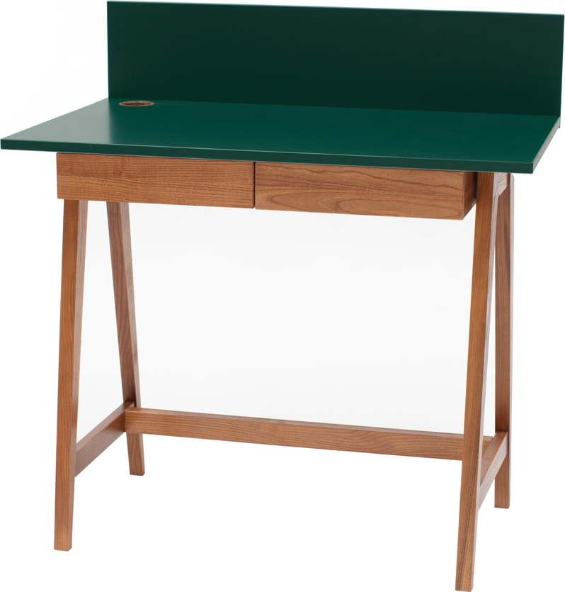 Zelený psací stůl s podnožím z jasanového dřeva Ragaba Luka Oak
