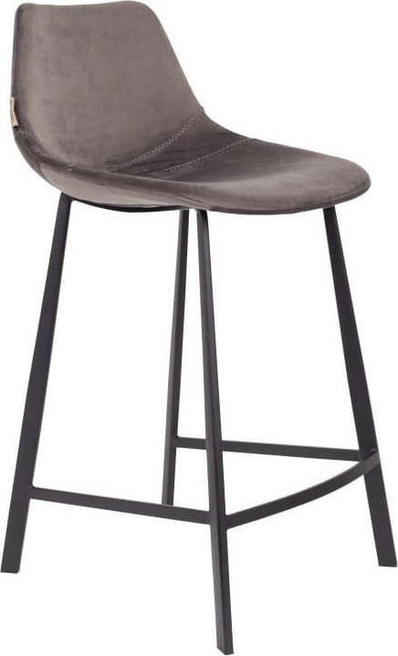 Sada 2 šedých barových židlí se sametovým potahem Dutchbone