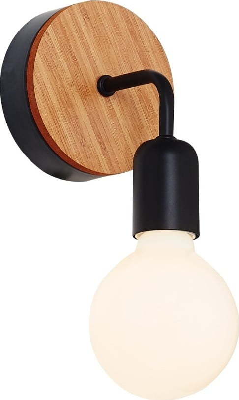 Černé nástěnné svítidlo s dřevěným detailem Homemania Decor Valetta Homemania Decor