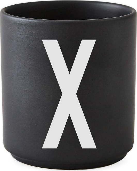 Černý porcelánový hrnek Design Letters Alphabet X
