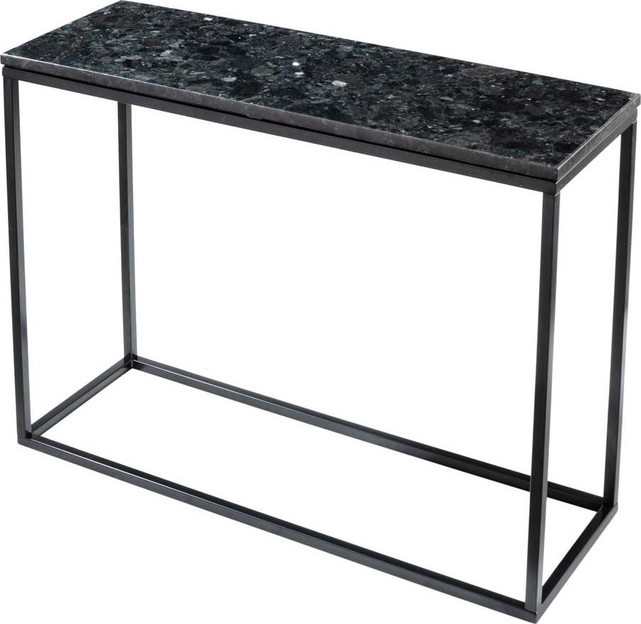 Černý žulový konzolový stolek s podnožím v černé barvě
