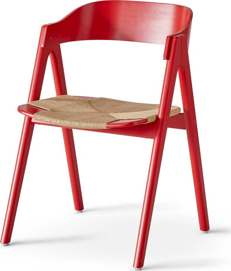 Červená jídelní židle z bukového dřeva s ratanovým sedákem Findahl by Hammel Mette Hammel