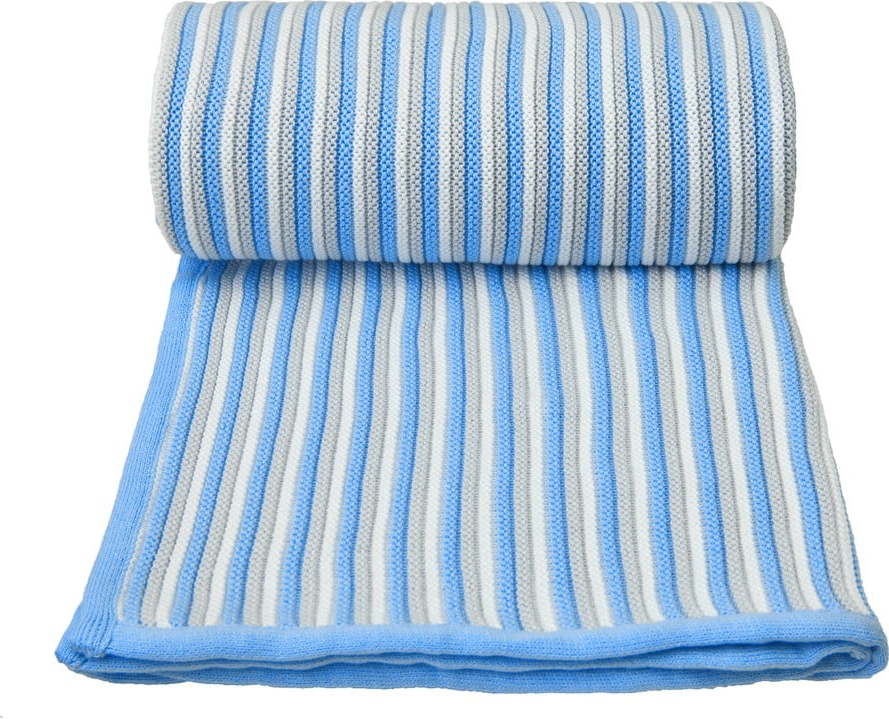 Modro-bílá pletená dětská deka s podílem bavlny T-TOMI Spring