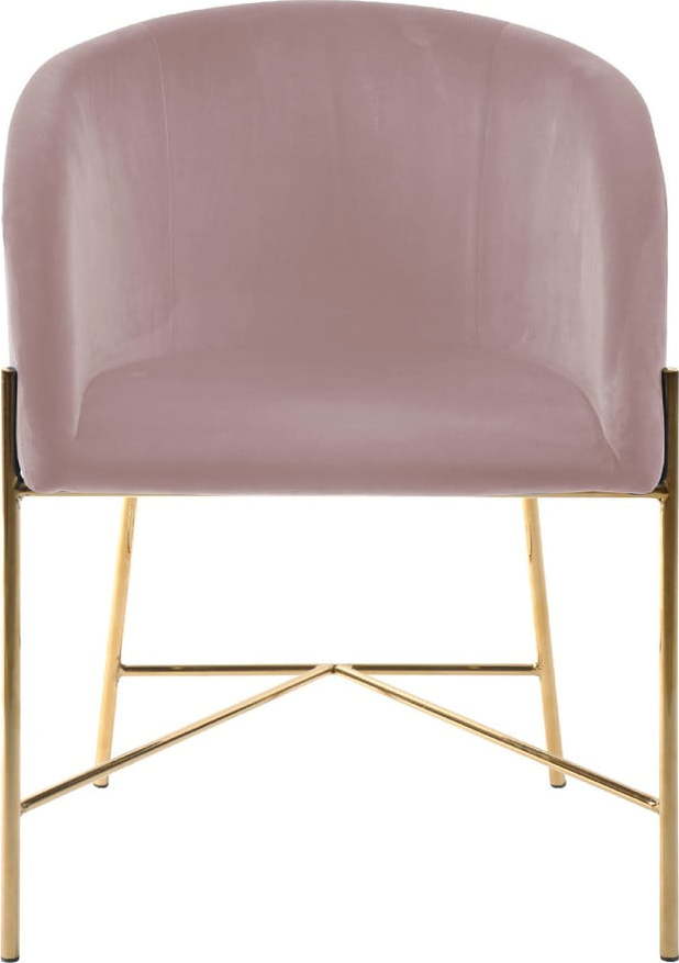 Pastelově růžová židle s nohami ve zlaté barvě Interstil Nelson Interstil
