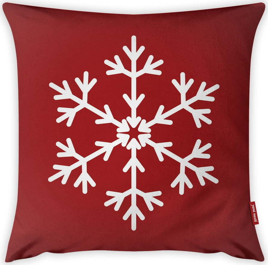 Povlak na polštář Vitaus Christmas Period Red Simple Snowflake