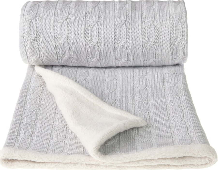 Šedá pletená dětská deka s podílem bavlny T-TOMI Winter