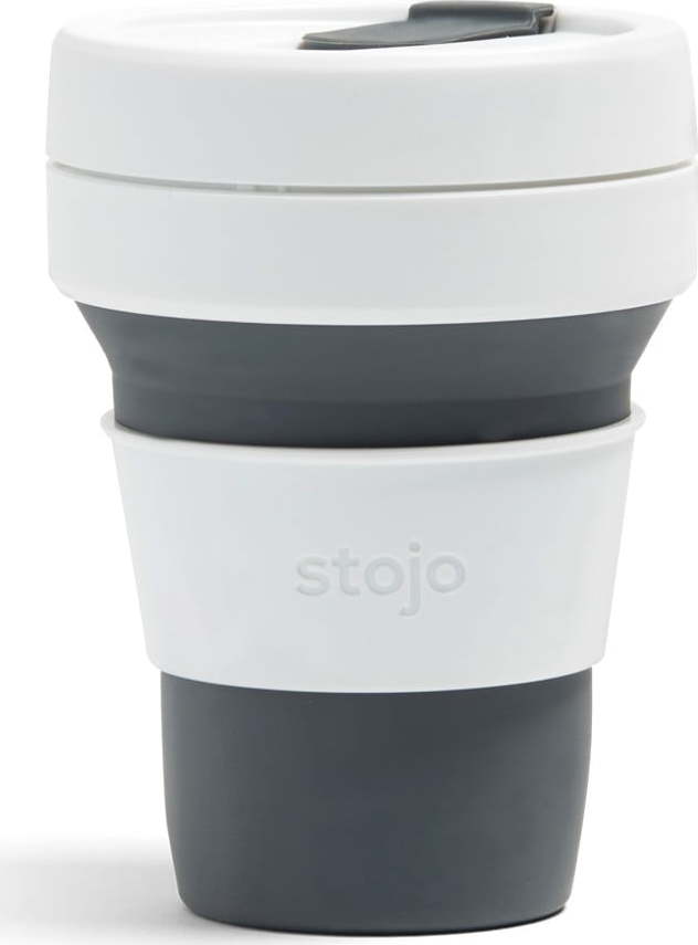 Šedo-bílý skládací termohrnek Stojo Pocket Cup