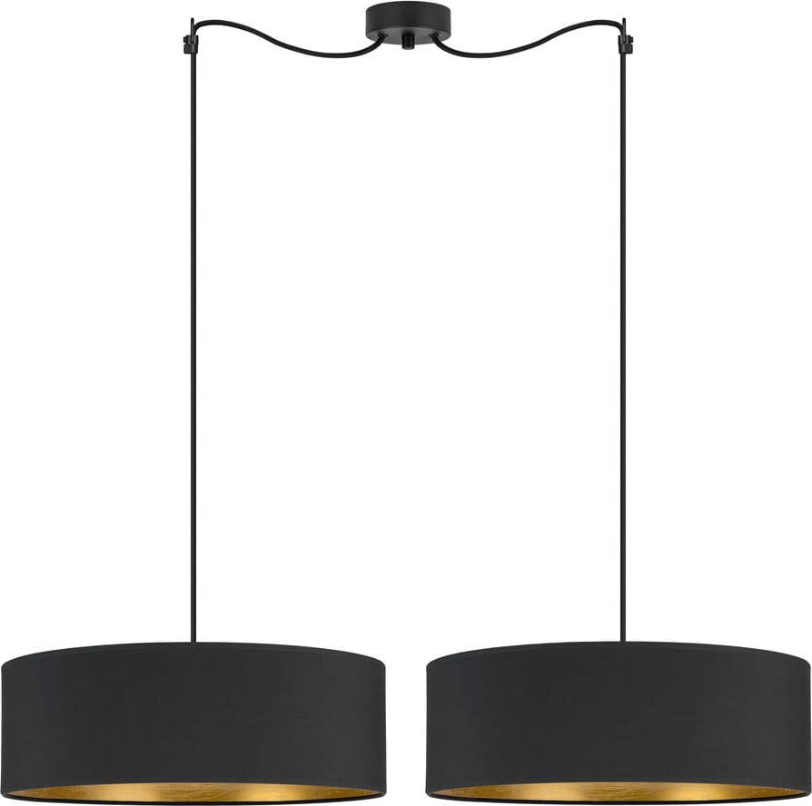 Černé dvouramenné závěsné svítidlo s detailem ve zlaté barvě Bulb Attack Tres XL