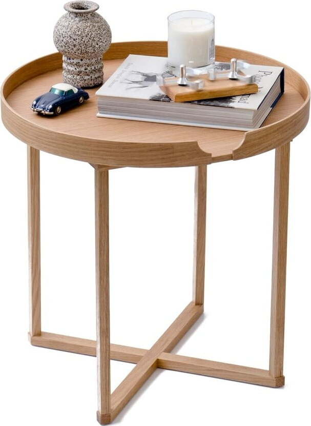 Odkládací stolek z dubového dřeva s odnímatelnou deskou Wireworks Damieh