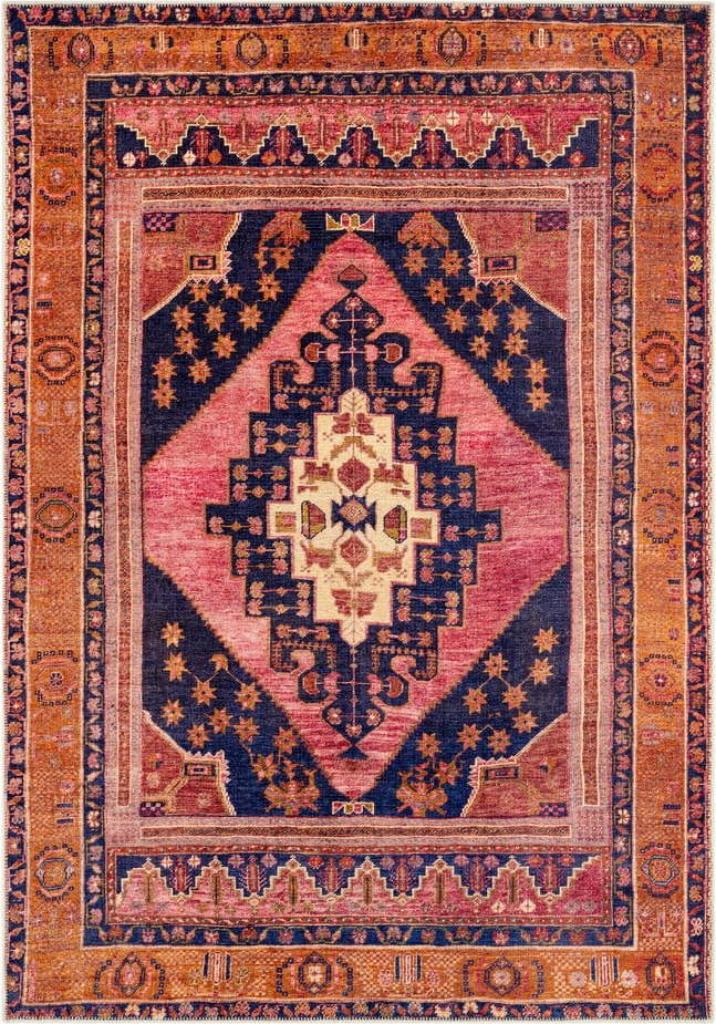 Oranžovo-růžový koberec Floorita Senneh