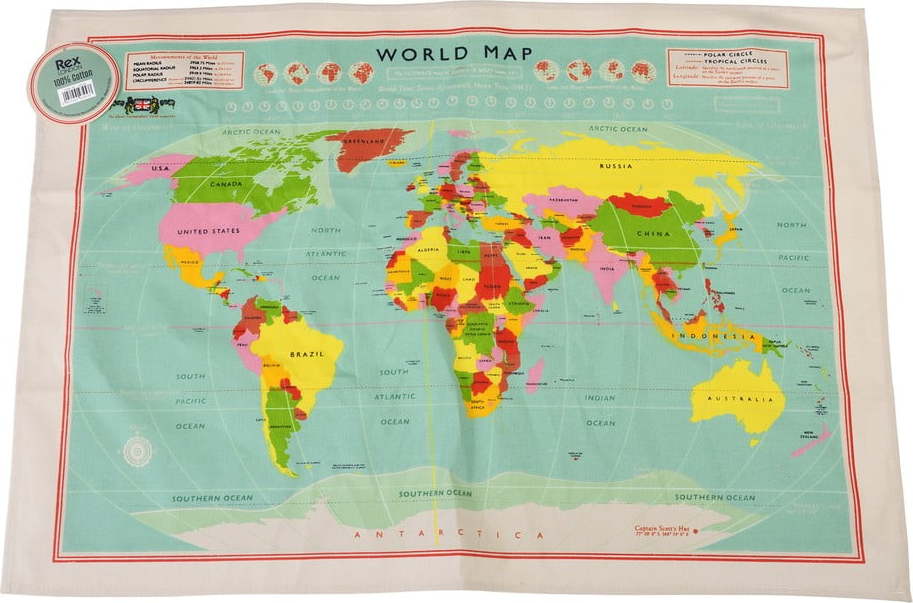 Bavlněná utěrka Rex London World Map